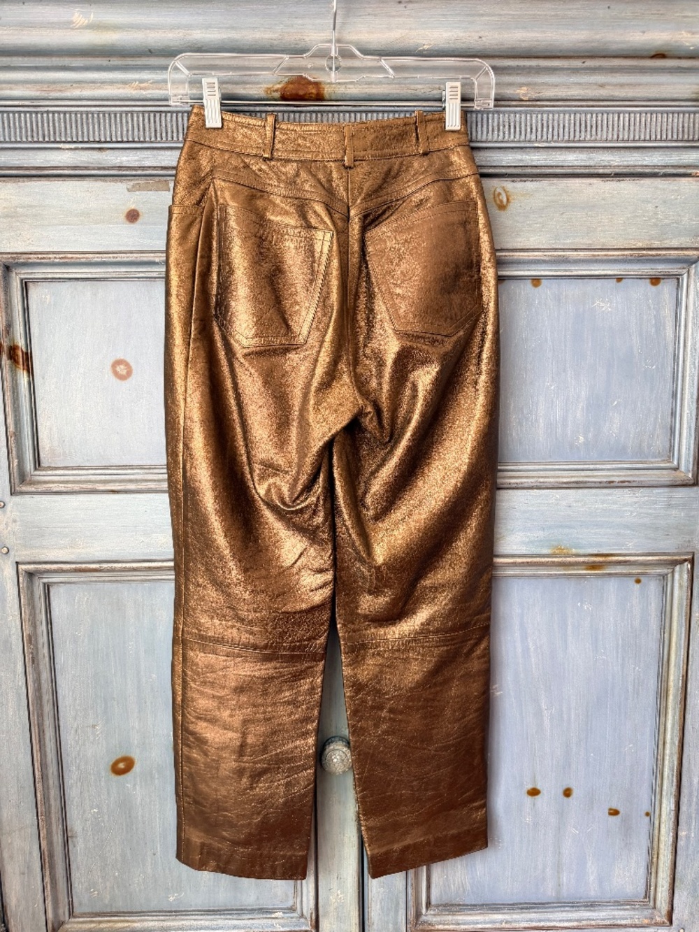 Celine Métallique Finish Lamb Skin Pants in Bronze Size 38 - Picture 8 of 9